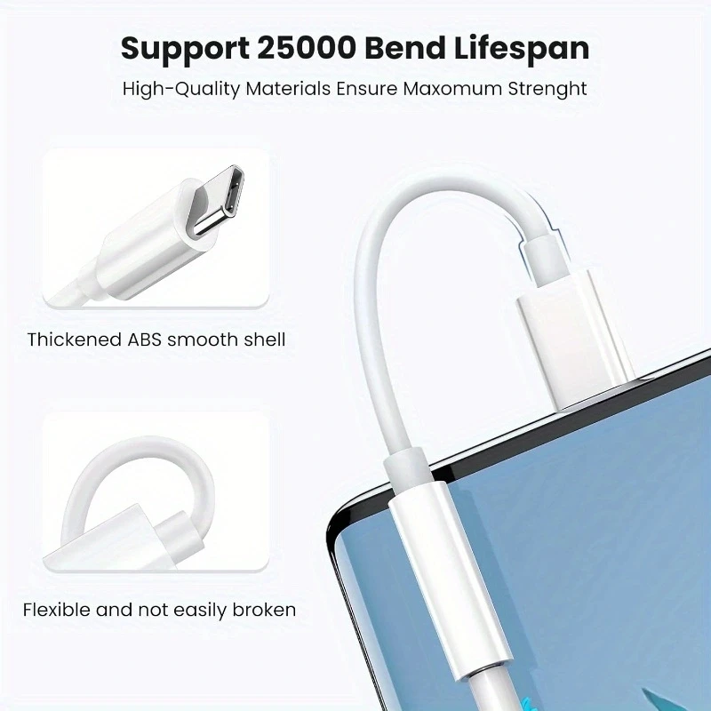 Adaptador USB C a Audio, tipo C a conector de auriculares hembra de 3,5mm Cable DAC de alta resolución, adaptador de Audio Digital Dongle Cable de auriculares convertidor