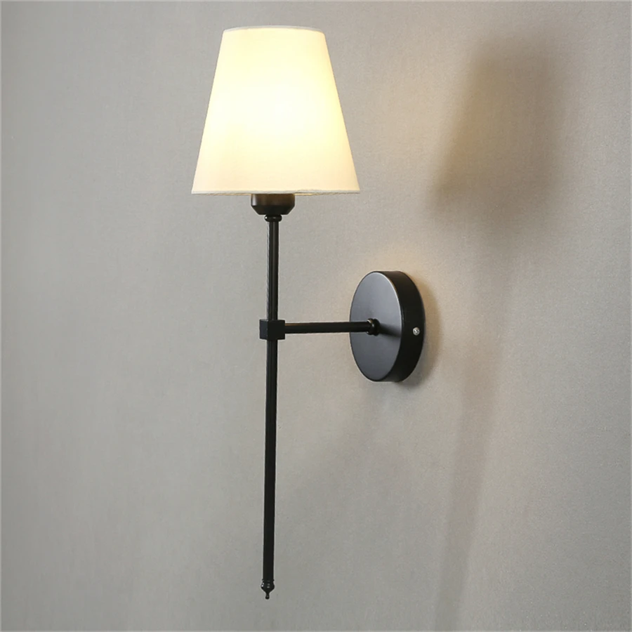 Lámpara de pared americana moderna para espejo de baño, decoración de dormitorio, pasillo, aplique con pantalla de tela, 100V-220V, cableado directo