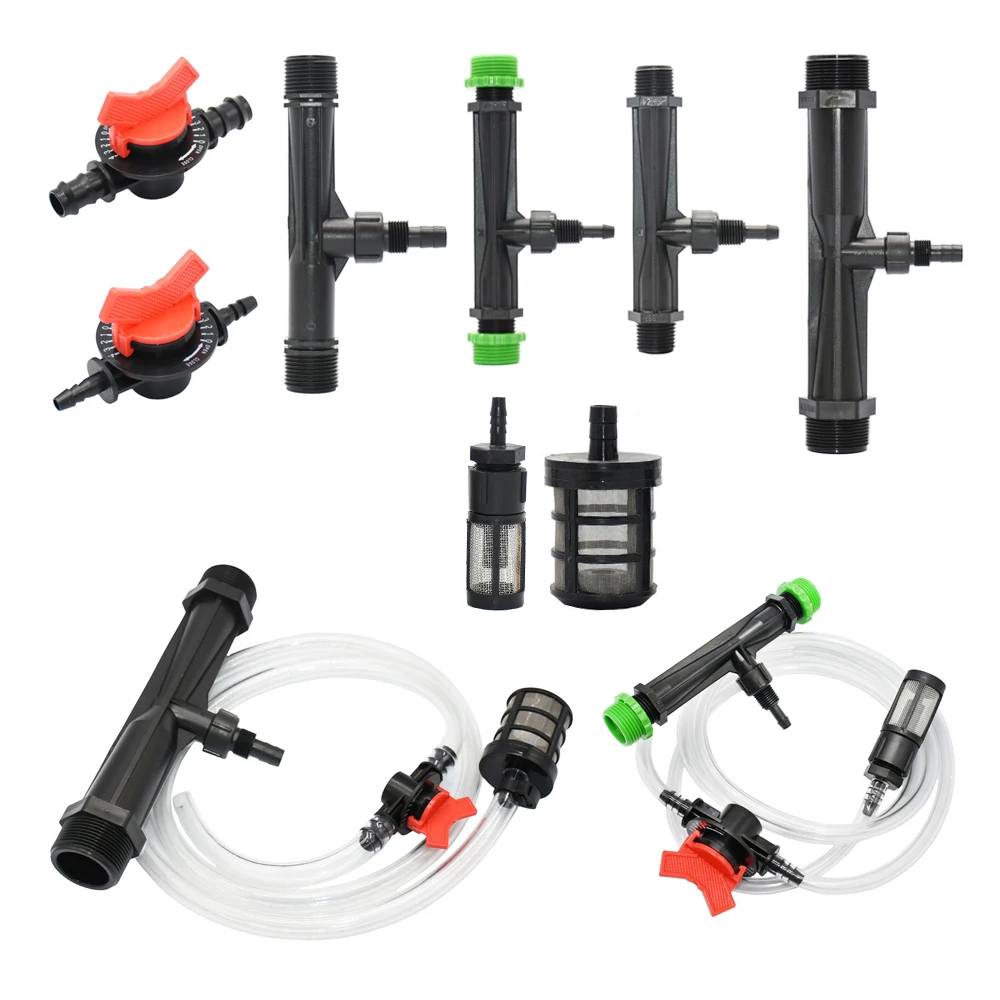 Tubo Venturi de riego, 1/2 ", 3/4", 1 ", 1,5", rosca, inyector de fertilizante Venturi para agricultura, manguera de fertilización agrícola, filtro de grifo