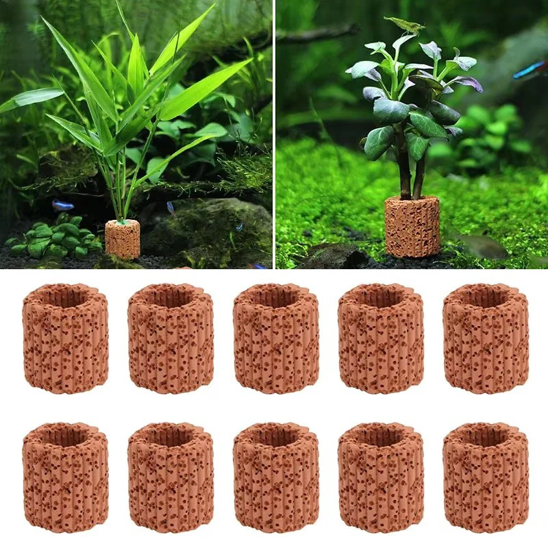 Anillo fijo para plantas acuáticas, para paisaje de acuario, maceta de cerámica para plantas de agua, herramienta decorativa, accesorios para pecera