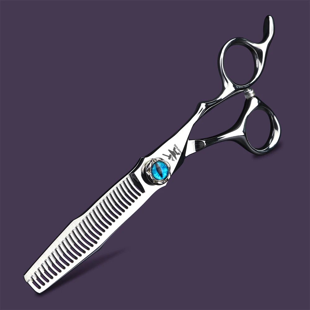 XUANTENG-Tijeras plateadas para el cabello con tornillo de ojo del diablo, tijeras de corte y tijeras de adelgazamiento de 6 pulgadas, tijeras japonesas de acero 440C