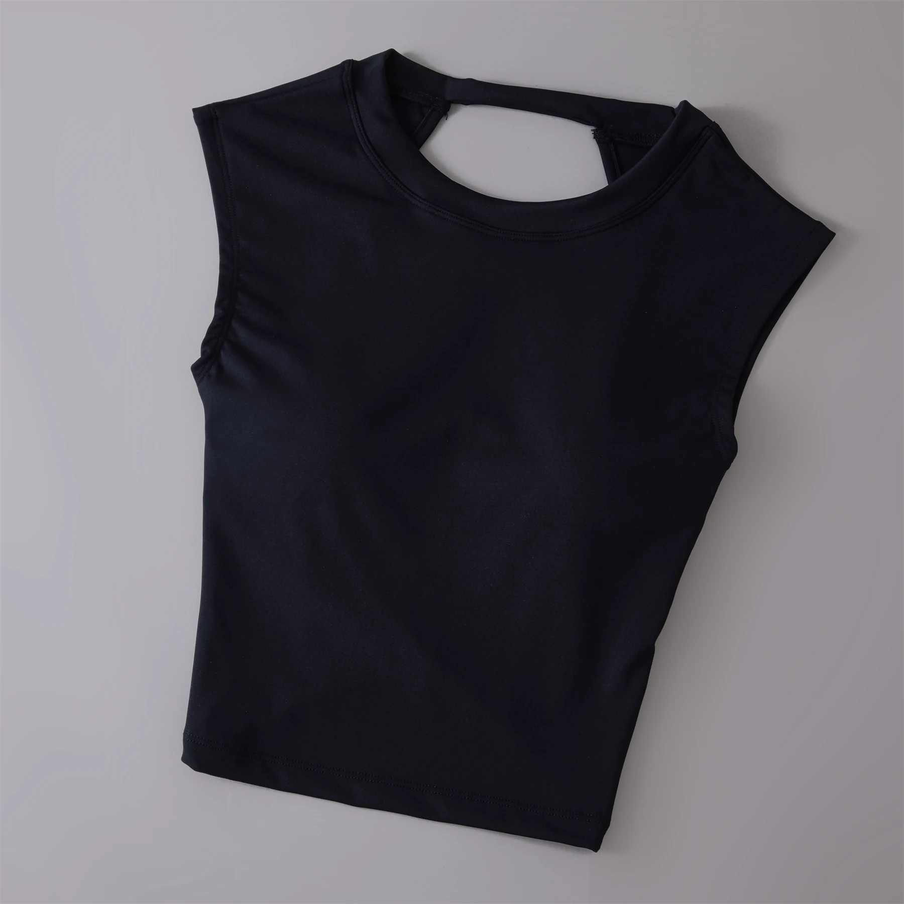 Camiseta deportiva corta con espalda descubierta para mujer, Camiseta deportiva de manga corta con almohadilla fija para el pecho, Tops de Yoga sexys, chaleco de Fitness adelgazante de cintura