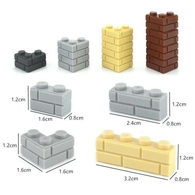 Bloques de construcción DIY para niños, figuras de pared, ladrillos, 1x2 1x3 1x4 L, bloques de construcción creativos educativos, tamaño de ladrillo Compatible, bloques pequeños