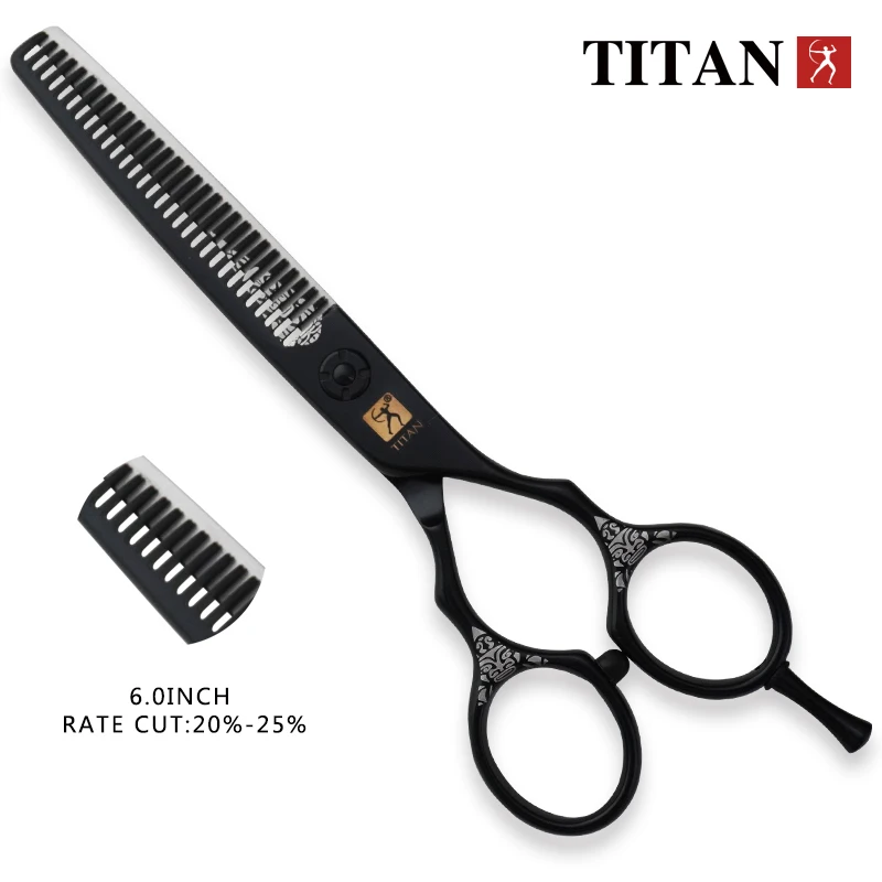 Tijeras de Peluquería TITAN para Adelgazar y Cortar el Cabello, Tijeras de Barbero de Acero Japonés de 5.5 y 6.0 Pulgadas