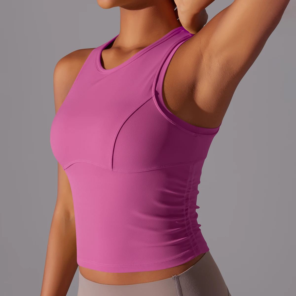Chaleco de Yoga sin mangas, ropa deportiva ajustada, Sujetador deportivo ajustado elástico, camiseta sin mangas plisada transpirable, ropa deportiva de secado rápido, Top ajustado Sexy