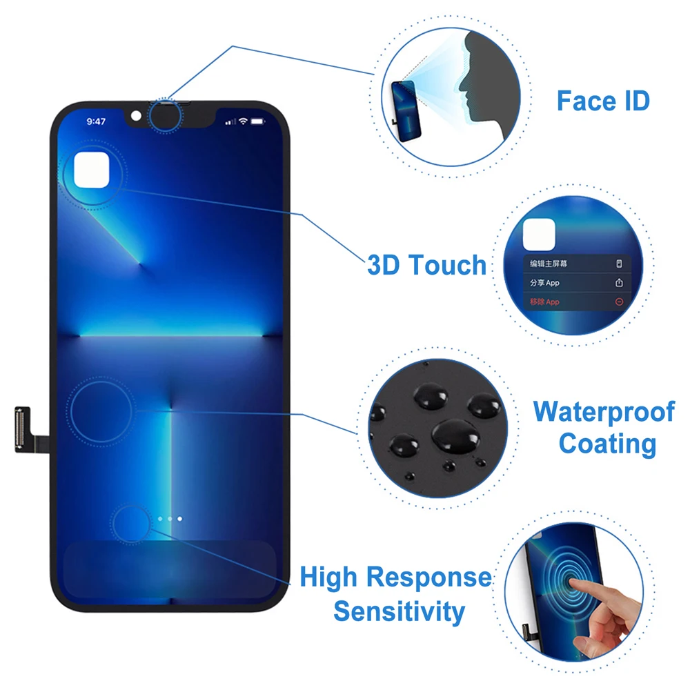 A2633 A2482 A2631 A2634 A2635 Premium nuevo Lcd para IPhone 13 nueva pantalla táctil con pantalla táctil 3D reemplazo de fábrica