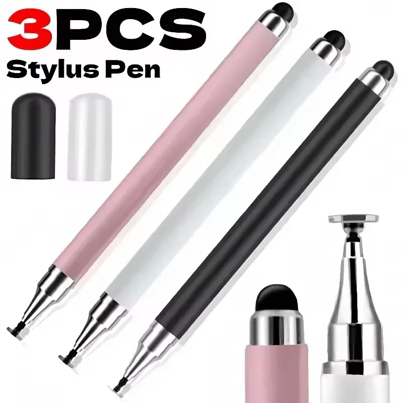 1-3PCS Lápiz capacitivo universal 2 en 1 para tableta y teléfono inteligente, bolígrafos de dibujo para iPhone/Android, todas las pantallas táctiles capacitivas