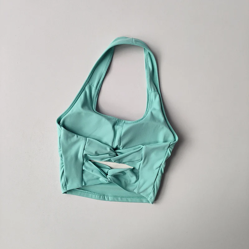 Ropa interior deportiva para mujer con almohadilla para el pecho, cuello Halter, Yoga cruzado, parte de atrás bonita, entrenamiento, correr, estilo chaleco, sujetador de Fitness