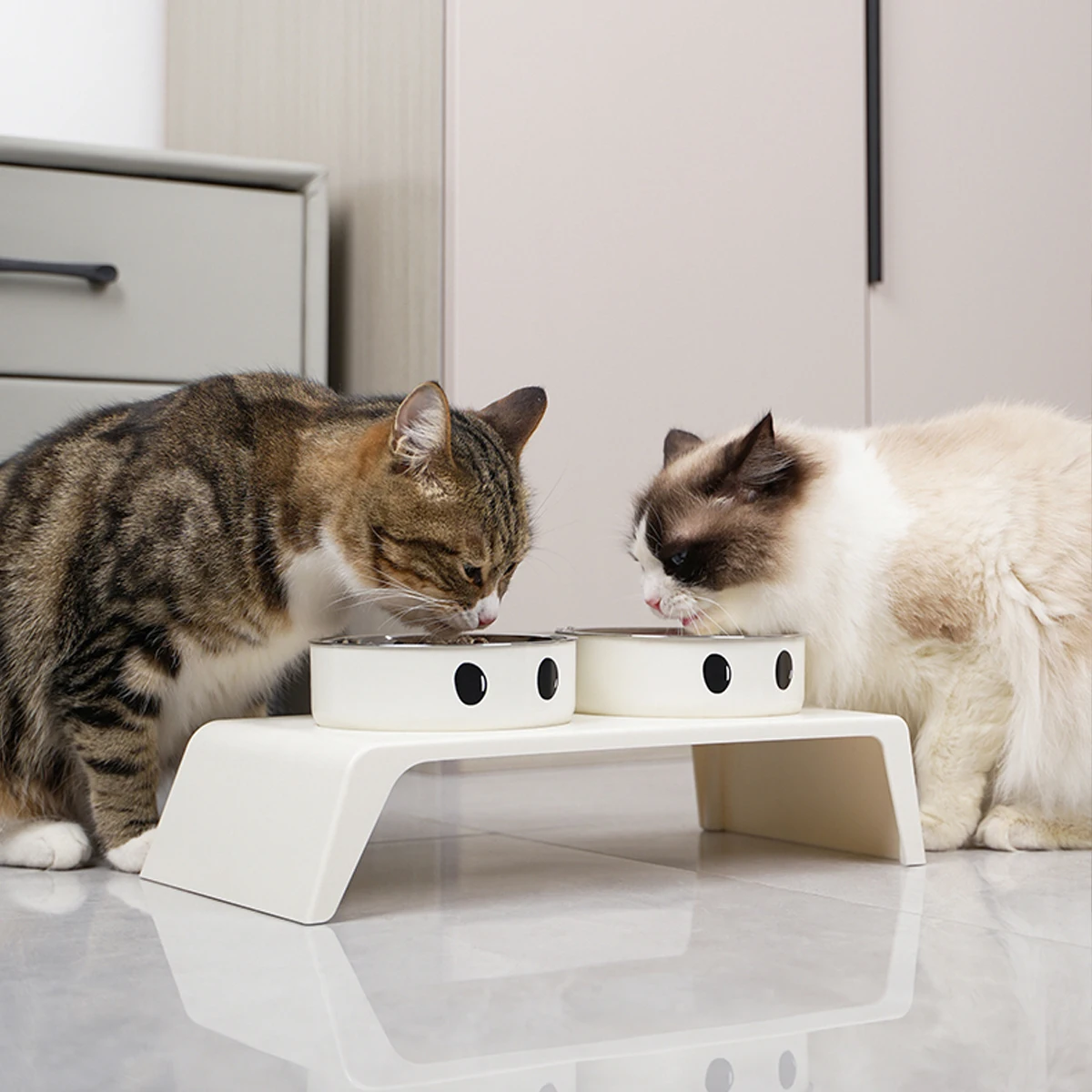 Cuencos elevados para comedero de perros, soporte elevado con cuencos dobles de acero inoxidable para alimentos y agua para perros pequeños, medianos y grandes