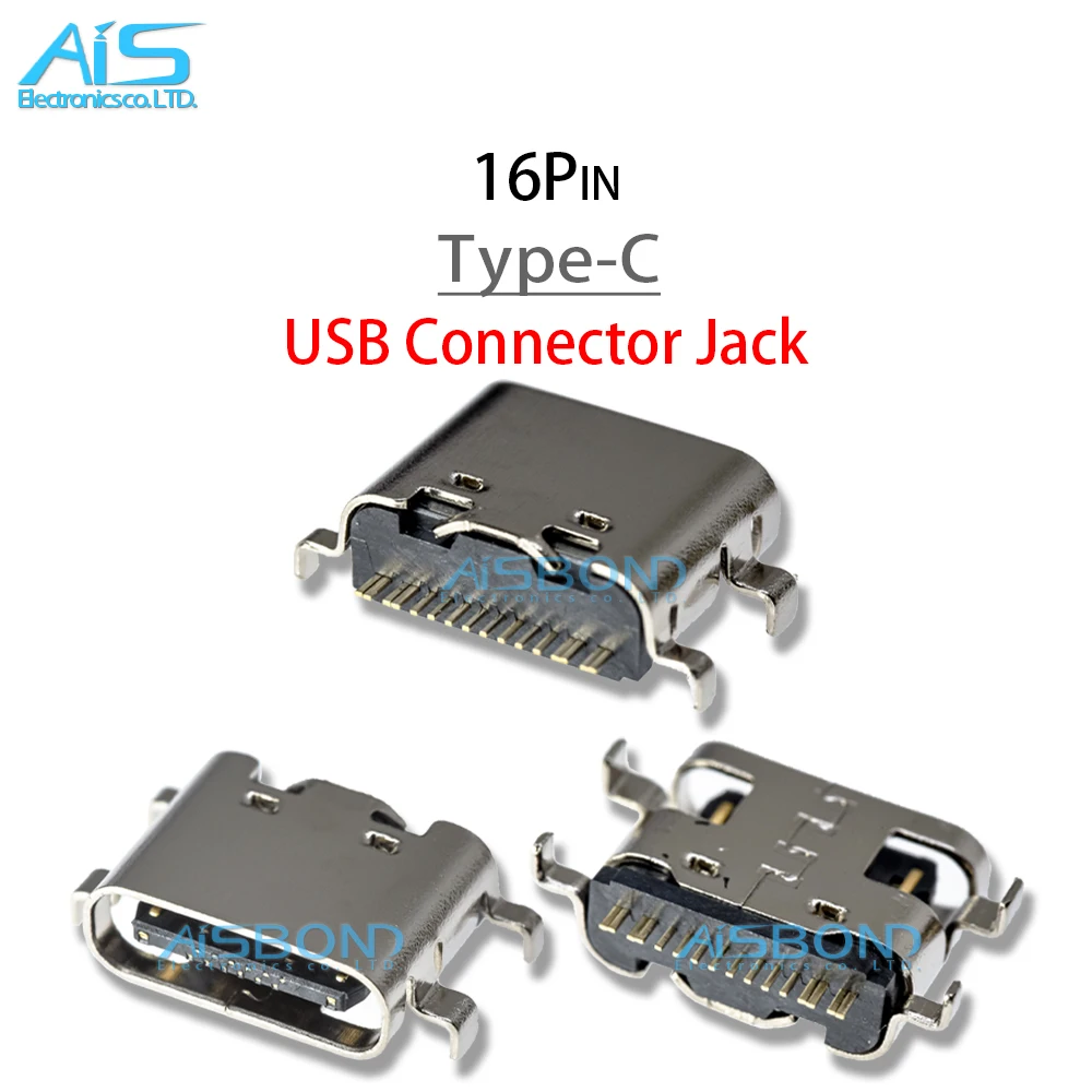 Puerto de carga USB tipo C, Conector de cargador para tableta, ordenadores de mano, teléfono móvil, 16 Pines, 12 Pines, 10 unidades por lote