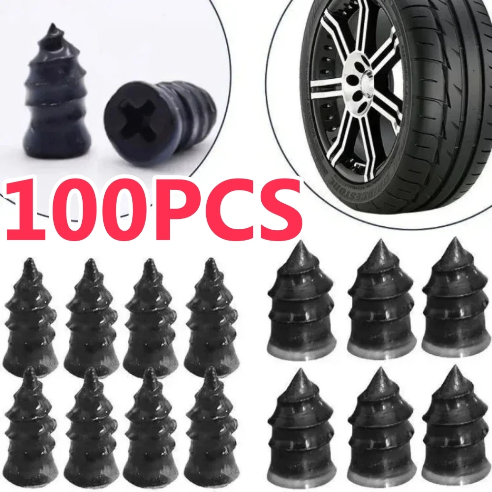Kit de Reparación de Neumáticos Universal de 100/10 Piezas, Tornillos para Reparar Pinchazos en Neumáticos sin Cámara, Juego de Parches para Coche, Motocicleta y ATV