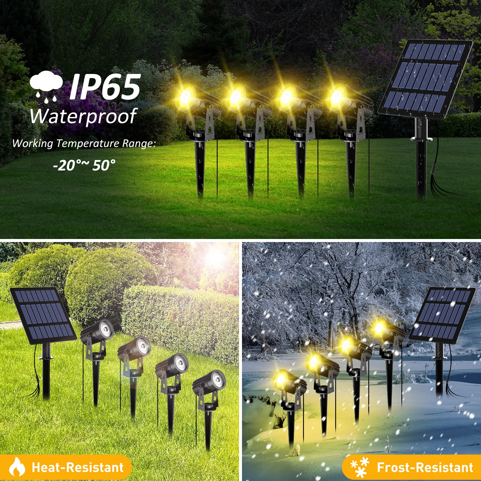 Luz LED Solar de 3000K/RGB, foco Solar para exteriores, luz Solar para jardín, luz de pared impermeable IP65 para exteriores
