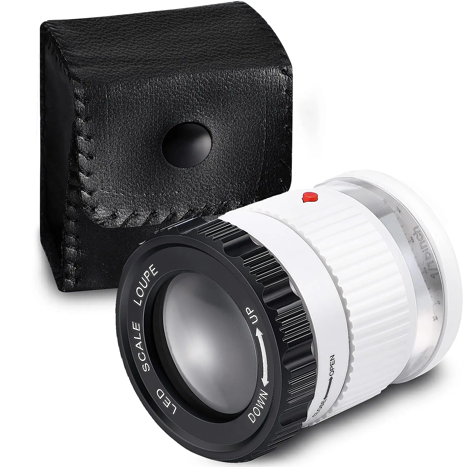 Lupa de mano cilíndrica 30X con escala LED Luz UV Lupa iluminada Focal ajustable HD Lupa joyería Lupa