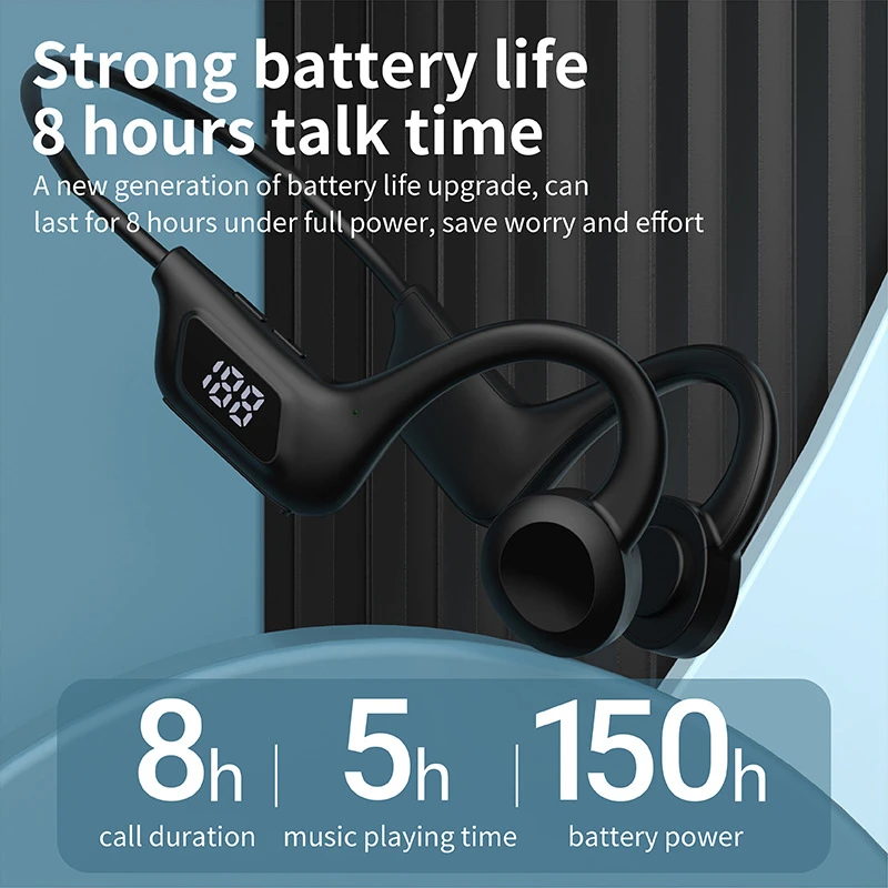 Auriculares inalámbricos Bluetooth con conducción de aire, con micrófono, ranura para tarjeta MicroSD, auriculares deportivos impermeables para correr y nadar