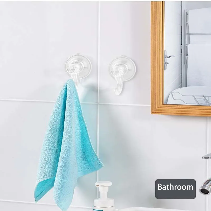 Gancho de Succión, Gancho de Succión al Vacío Transparente y Reutilizable de Alta Resistencia, Accesorios de Cocina de Vidrio, Gancho para Toallas de Baño