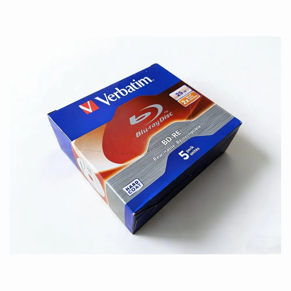 Verbatim-disco Blu-Ray BD-RE, 25GB, 2X BDRE, en blanco, Bluray, de doble capa, regrabable, 5 paquetes