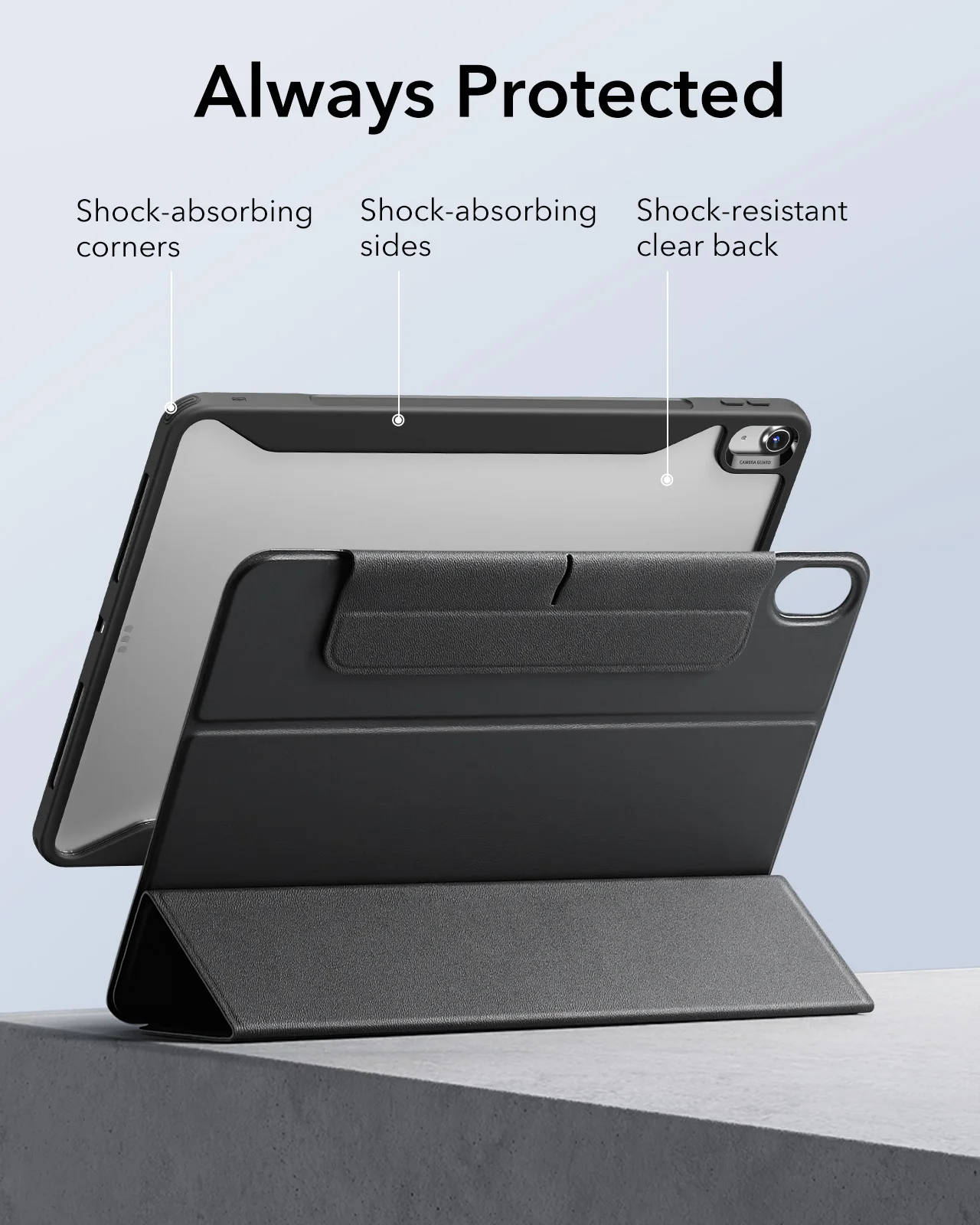 Funda ESR para iPad Air 13/11 (2026/2025/2024) con Soporte para Lápiz, Cubierta Trasera Magnética Extraíble para Pro 11/13 y Pro 12.9/11 y Air5/4