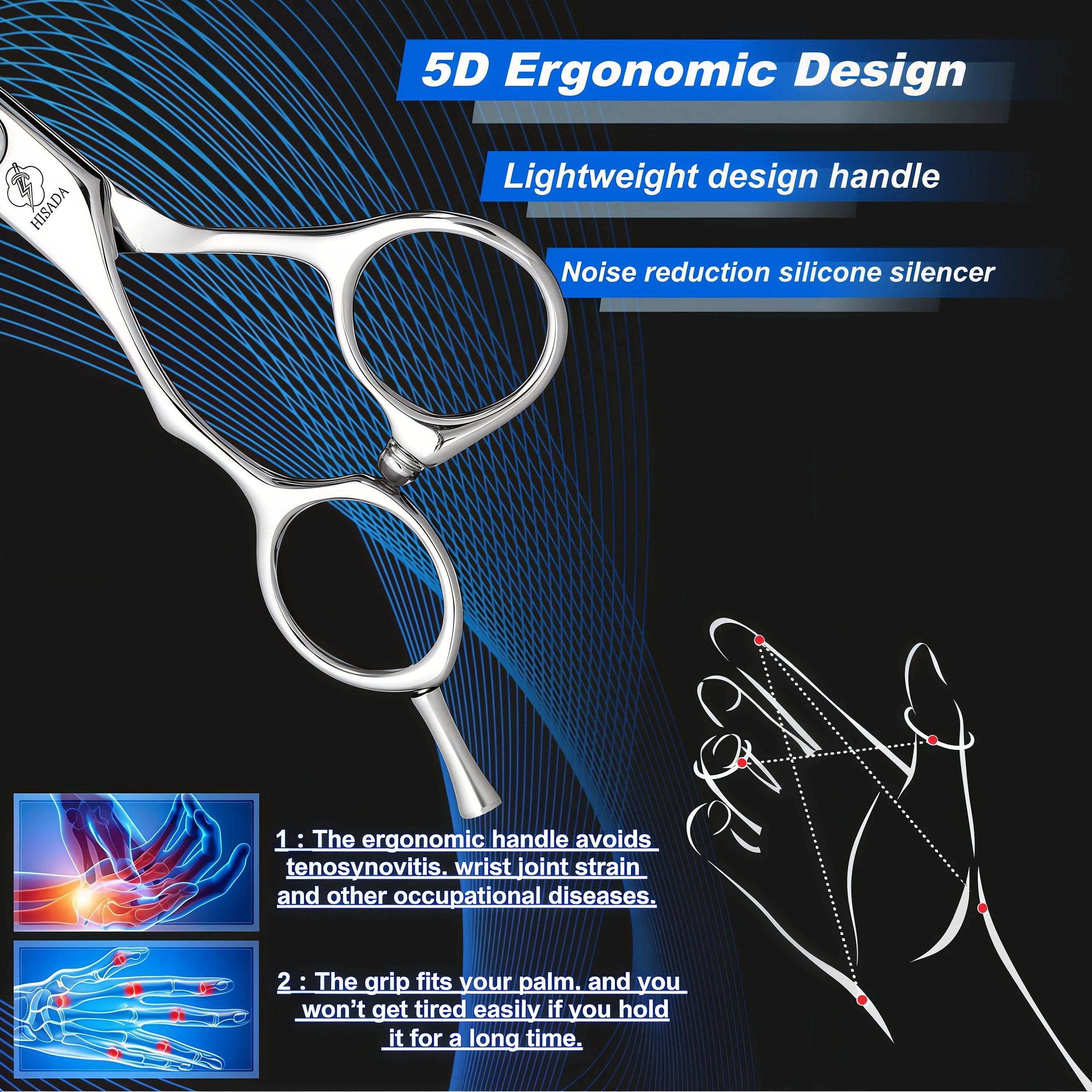 Tijeras de peluquería HISADA para zurdos de 5.5 pulgadas, exclusivas para estilistas, material VG10, herramientas de peluquería.