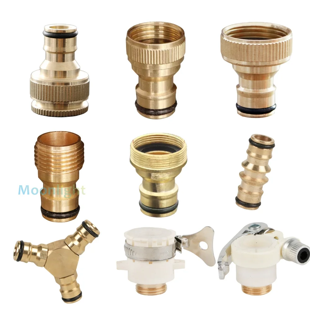 1 Uds. Conector rápido de rosca 1/2, adaptador de riego de jardín de latón, manguera de cobre para riego por goteo, accesorios de conector rápido para manguera de 16mm
