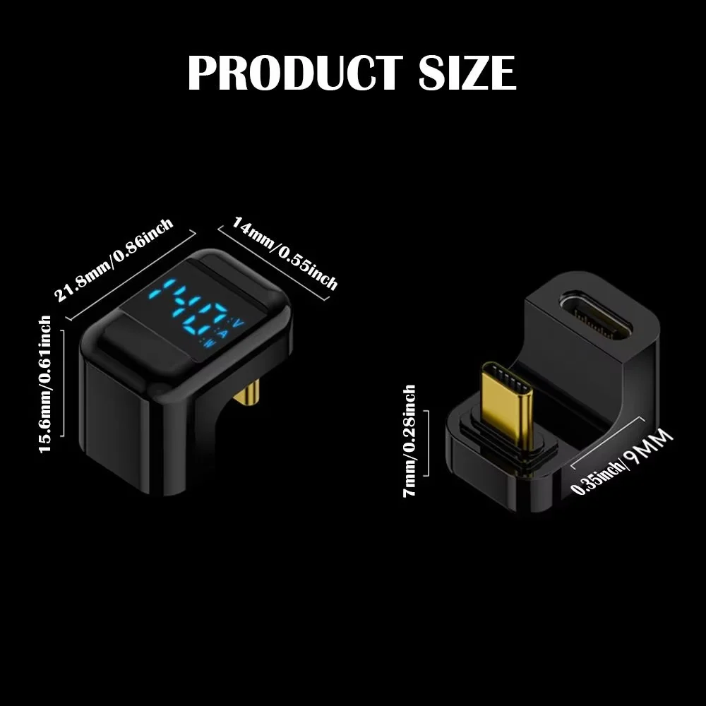 Adaptador de pantalla Digital USB C a USB C en forma de U, 140W, carga rápida, tipo C macho a C hembra, adaptador de extensión, transferencia de datos de 40Gbps
