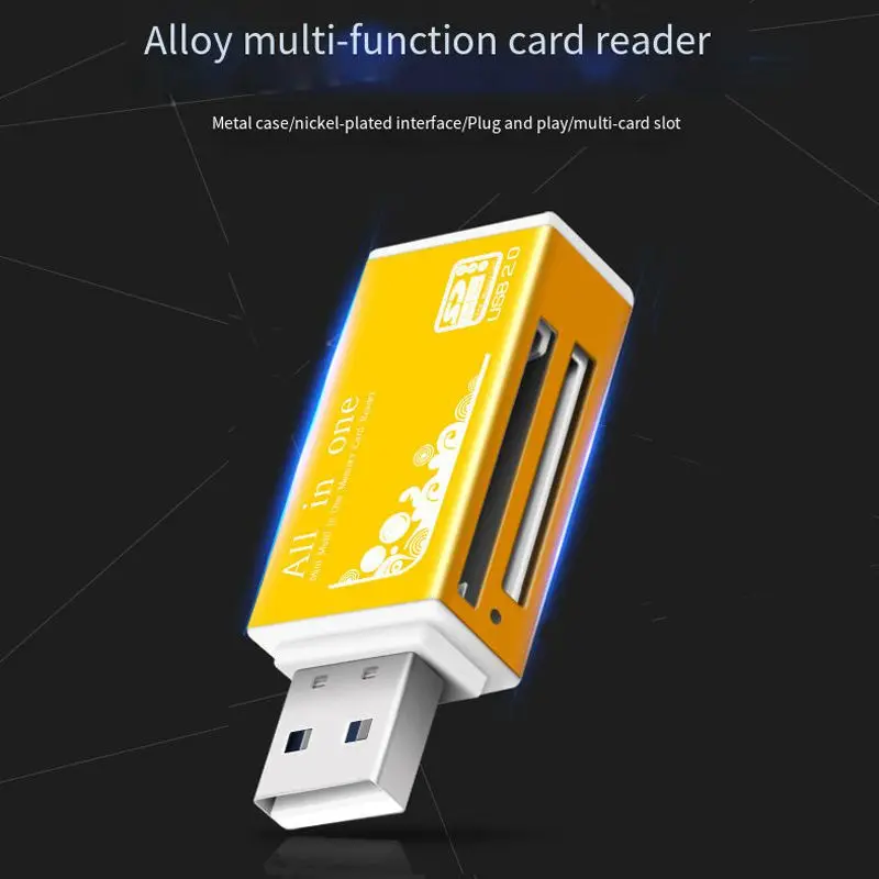 Lector de tarjetas de memoria 4 en 1 TF Micro SD M2 MS, adaptador USB 2,0 MMC de alta velocidad para ordenador portátil, Pc de escritorio, altavoz para vehículo