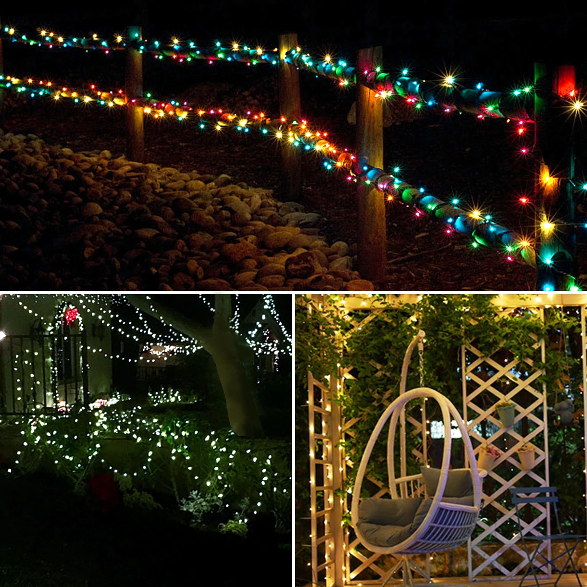 Guirnaldas de luces alimentadas por energía Solar LED de cuero, luces navideñas de 100M, guirnalda impermeable para exteriores, lámpara Solar de alta potencia para decoración de jardín