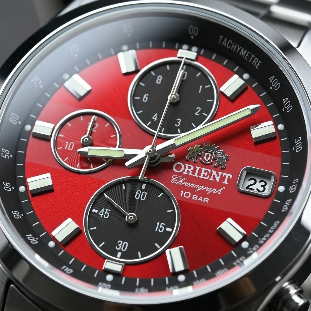 Reloj de Pulsera Deportivo de Cuarzo Orient de Japón para Hombre, Cronógrafo, Taquímetro, Fecha, Resistente al Agua 100 m, Acero Inoxidable