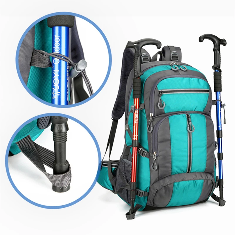 Mochila de nailon de 50L, bolsa para acampar, deporte al aire libre, senderismo, escalada, viaje, hombro, zapatos reflectantes, equipaje, bolsa para hombre al aire libre