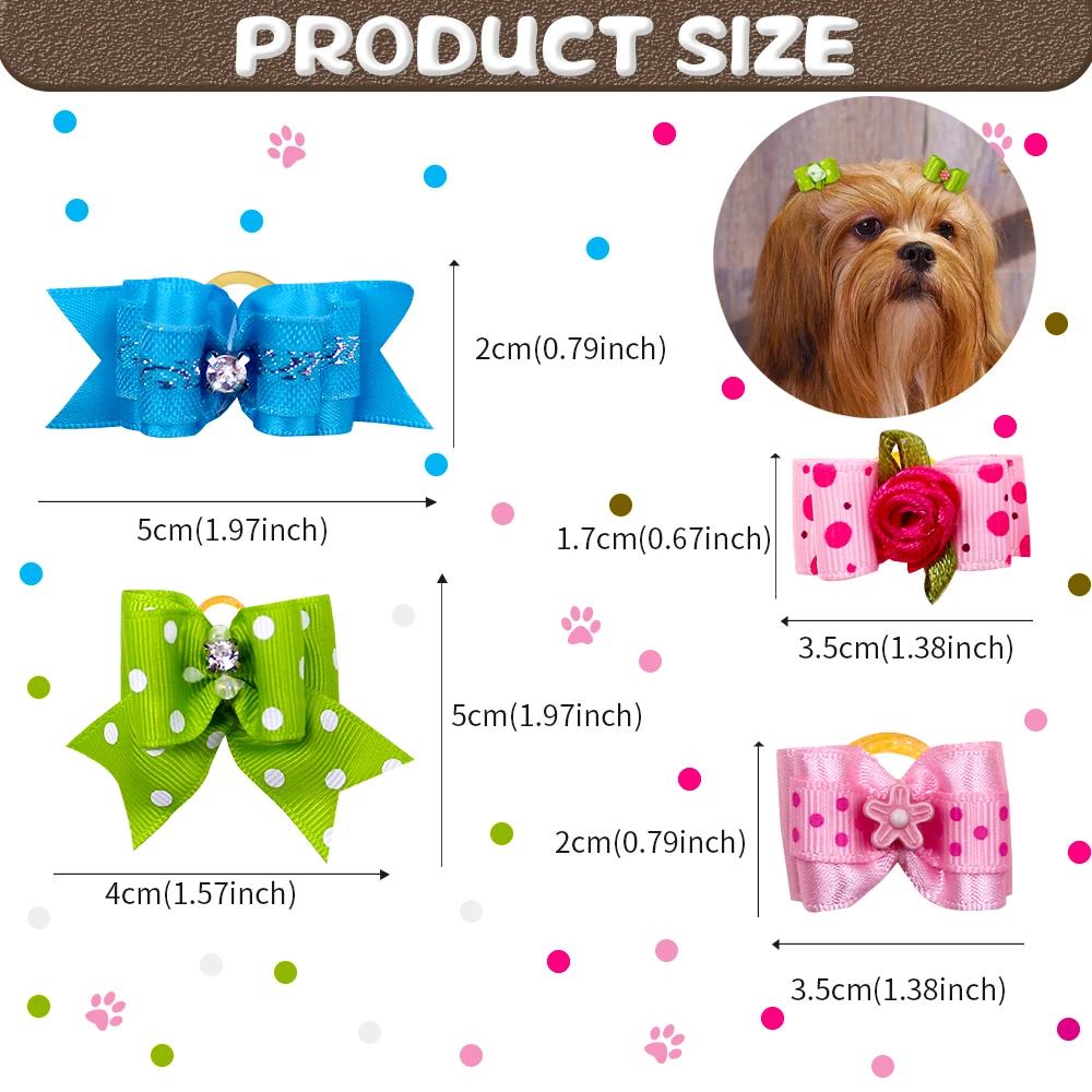 10 unids/lote de lazos pequeños hechos a mano para el pelo para perro, banda de goma, lazo para el pelo de gato, Boutique, accesorios para el cuidado de perros del Día de San Valentín
