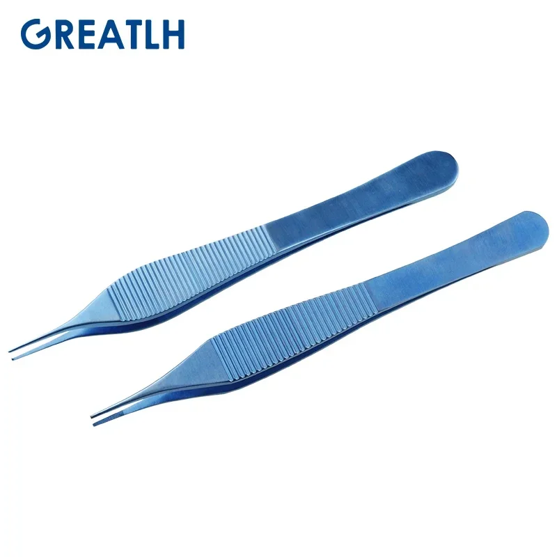 Adson-Pinzas de titanio para tejidos, instrumento quirúrgico para los ojos, puntas dentadas, dientes, oftálmicos, 122mm, 1 pieza