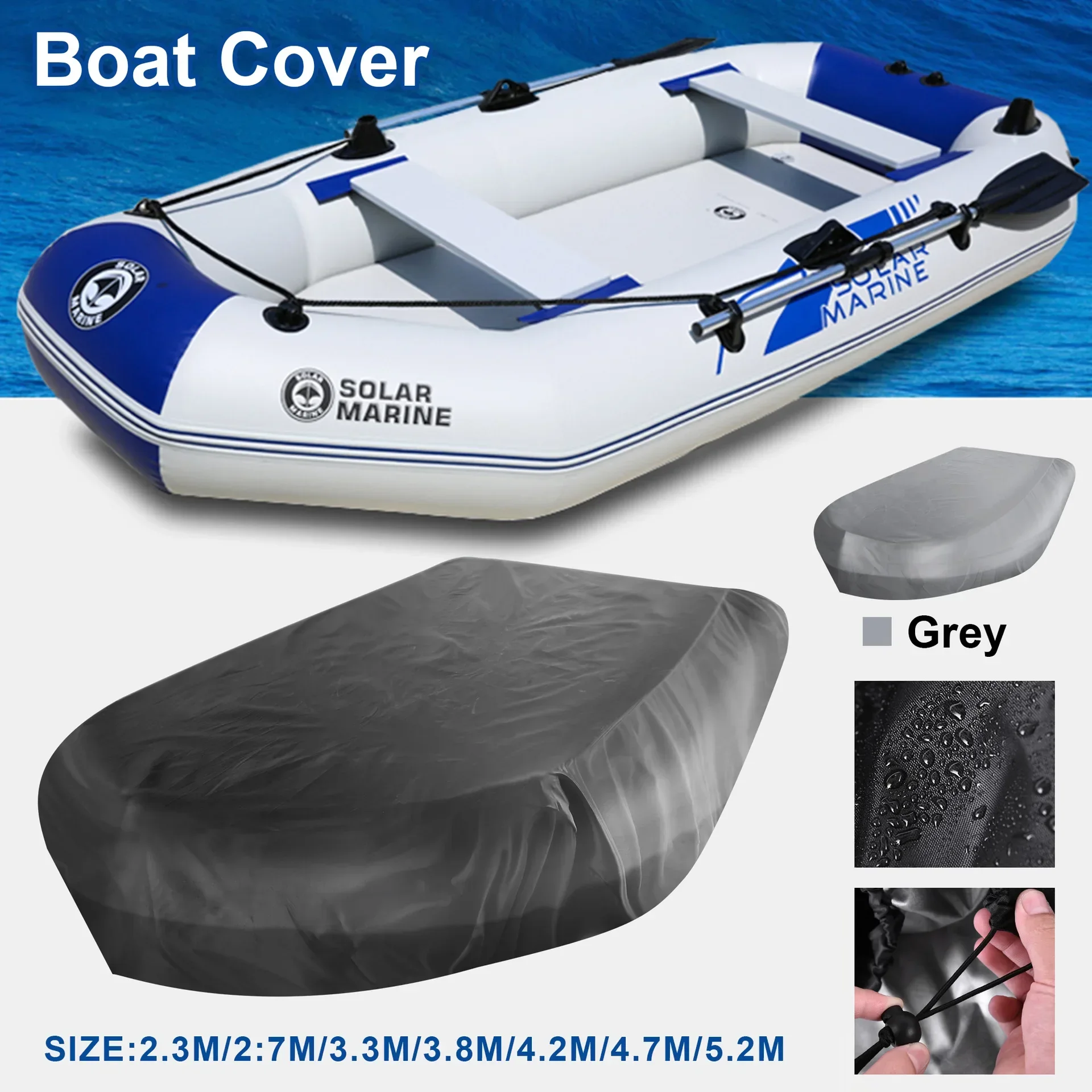 Cubierta para Bote Inflable, Lona Impermeable con Protección UV contra el Sol y el Polvo, Accesorios para Embarcaciones