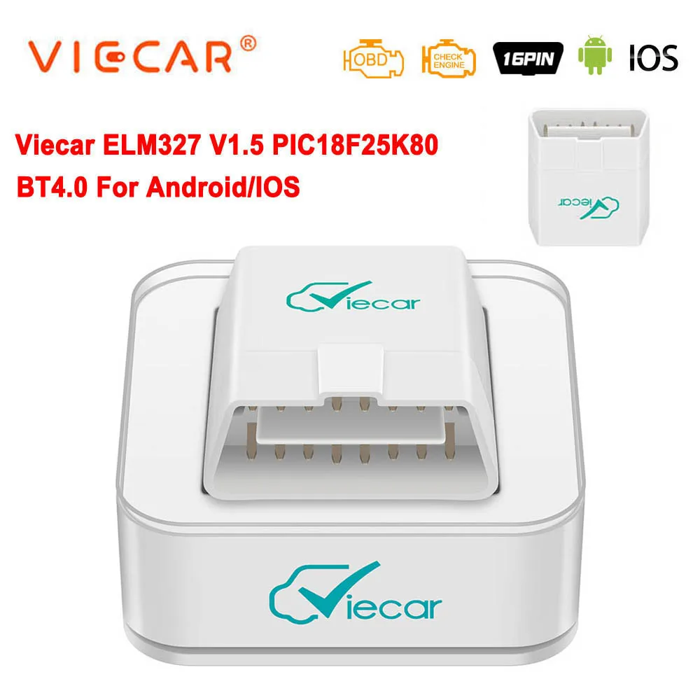 Escáner de Diagnóstico para Auto Viecar ELM327 V1.5 Bluetooth 4.0 OBD 2 OBD2 PIC18F25K80 ELM 327 V1 5 OBDII, Lector de Códigos ODB2