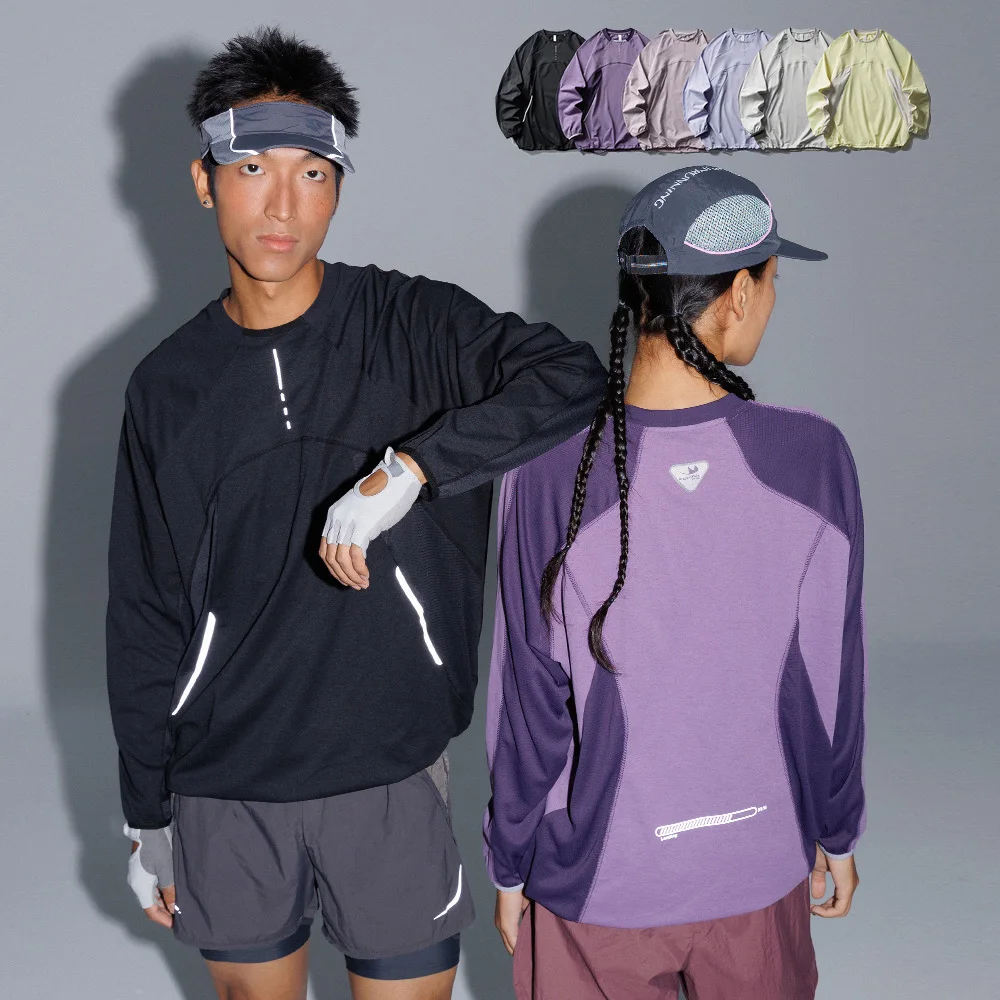 Camiseta holgada informal para deportes al aire libre, camiseta de manga larga de secado rápido para hombres y mujeres, ropa de calle para parejas, camisetas para correr y ciclismo