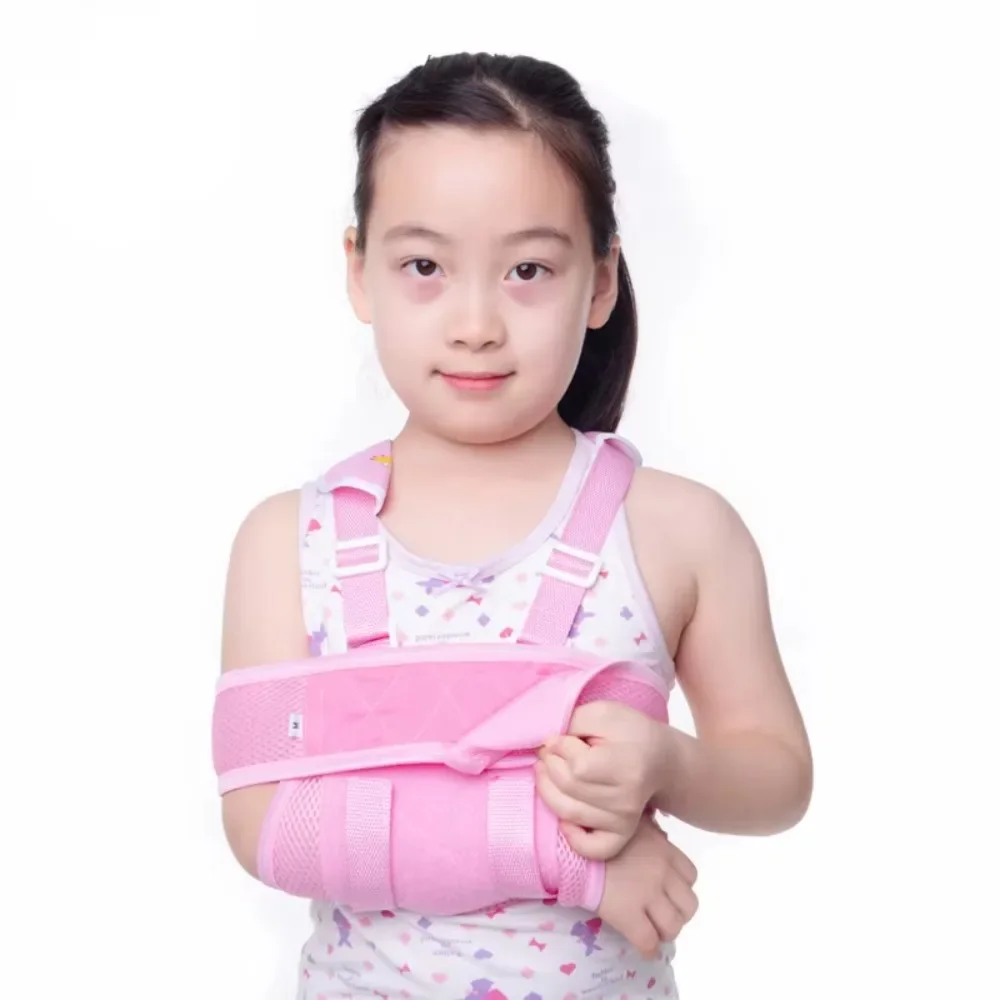 Eslinga fija para antebrazo para niños, correas de recuperación de fracturas para brazo y hombro de malla transpirable, banda de protección ajustable para esguince de articulación de muñeca