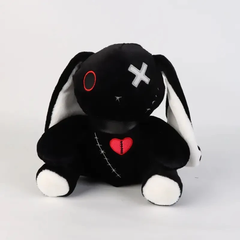Conejo gótico espeluznante de peluche, conejo loco en contraste blanco y negro, conejito gótico espeluznante, Animal relleno bonito, regalo de cumpleaños de Halloween