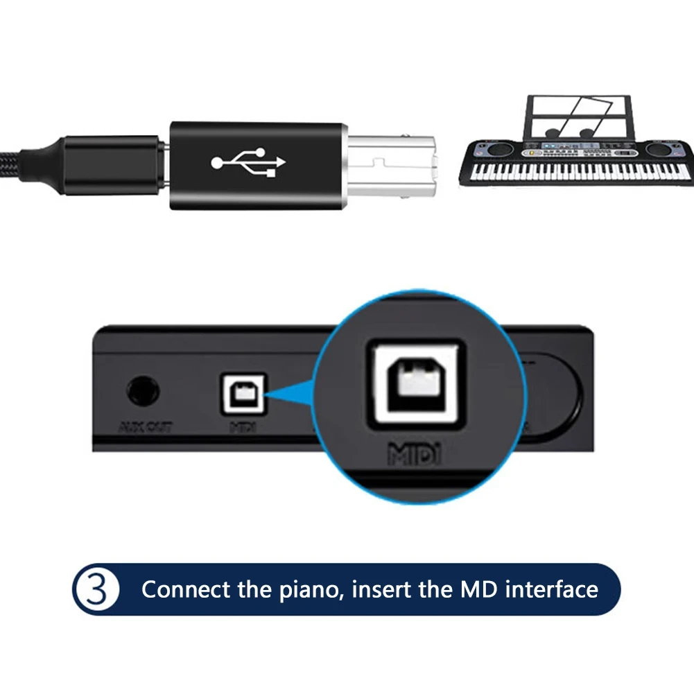 NNBILI USB B macho a USB tipo C hembra adaptador para escáner convertidor de impresora transferencia USB para teclado controlador MIDI de impresora