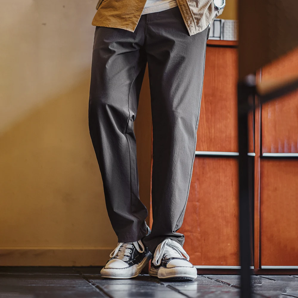 Maden-pantalones de traje informales rectos y limpios para hombre, pantalones de oficina cónicos resistentes a las arrugas, pantalones versátiles de Color sólido