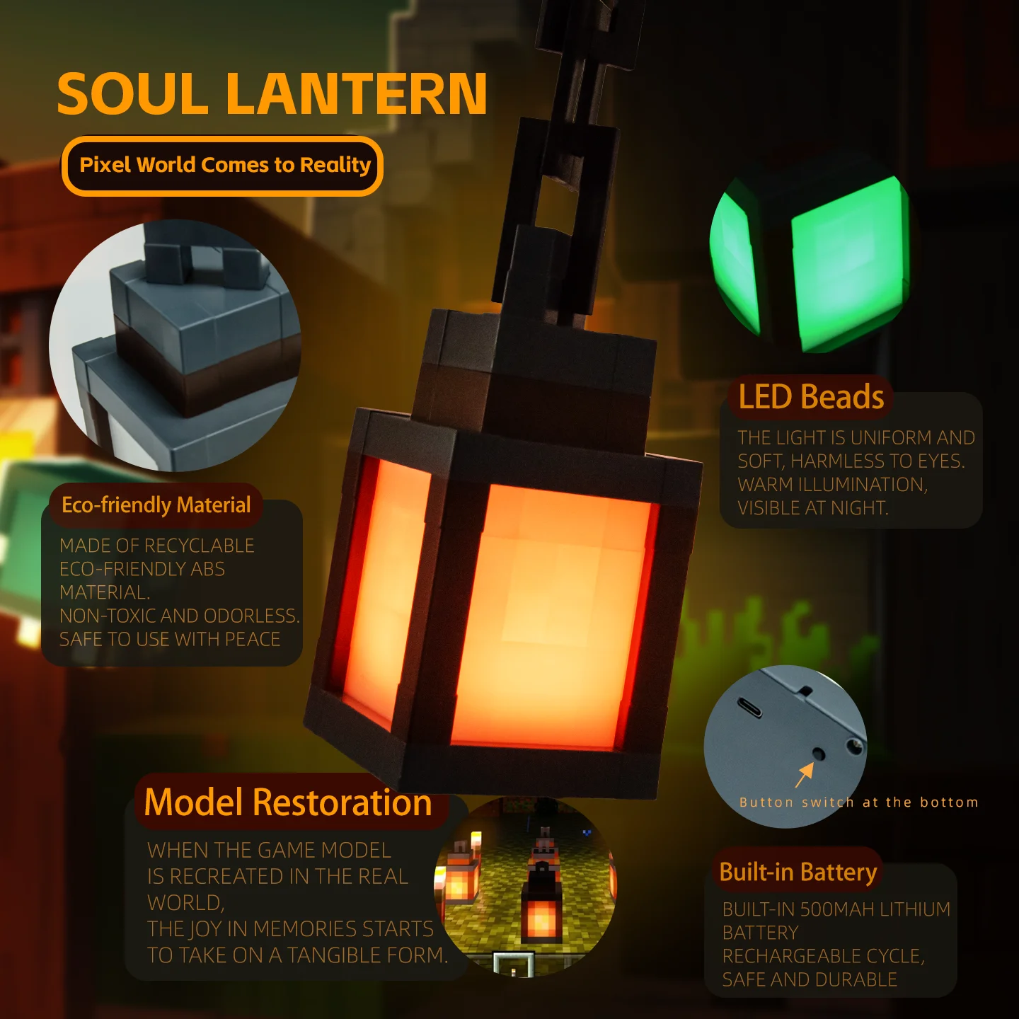 Luz nocturna estilo píxel, linterna portátil, adorno de mesa, linterna de 16 colores, decoración Interior DIY, luz de ambiente para Festival