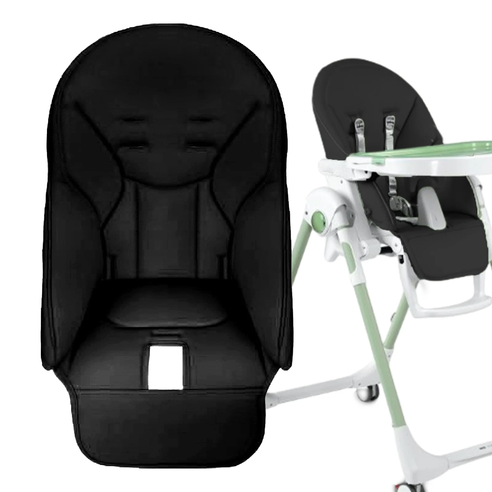 Funda para silla de comedor portátil, cojín para silla de comedor de cuero PU para bebé, funda de asiento multifuncional suave con relleno para niños