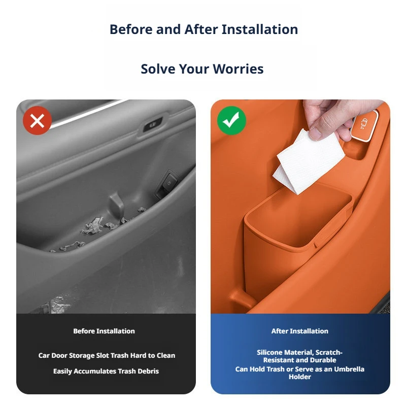 SEAMETAL - Portavasos para Puerta de Coche, Contenedor de Almacenamiento, Cubo de Basura, Silicona Impermeable, Organizador Universal para Puerta de Coche, Soporte para Bebidas