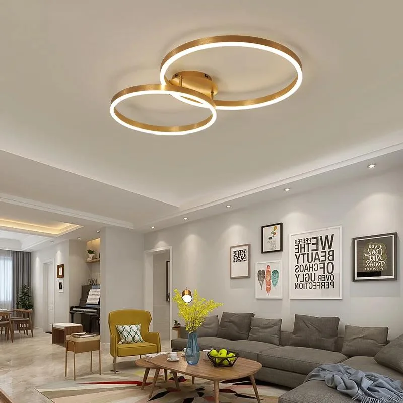Candelabros Led dorados para el hogar, candelabro de iluminación de Metal para dormitorio, sala de estar y comedor, lámpara marrón brillante, lámparas de interior para el hogar