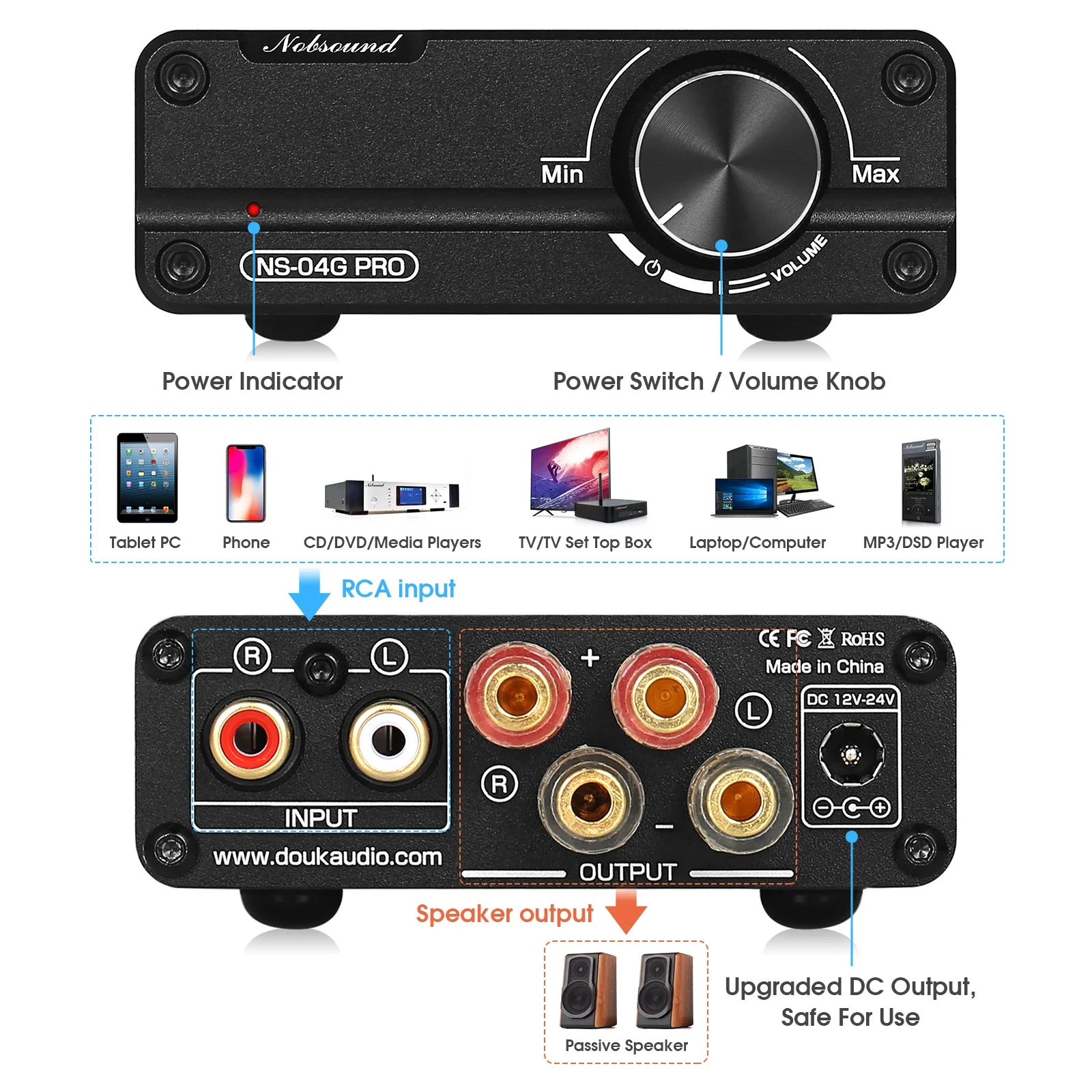 Douk Audio NS-04G PRO TPA3116 amplificador Digital Clase D estéreo HiFi amplificador de potencia de 2,0 canales amplificador de Audio doméstico 100W + 100W