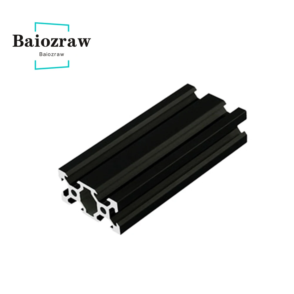 Perfil de aluminio anodizado negro 2040 con ranura en V, extrusión estándar de la UE, riel lineal de 100mm-800mm para impresora 3D CNC, piezas de bricolaje, 1 unidad