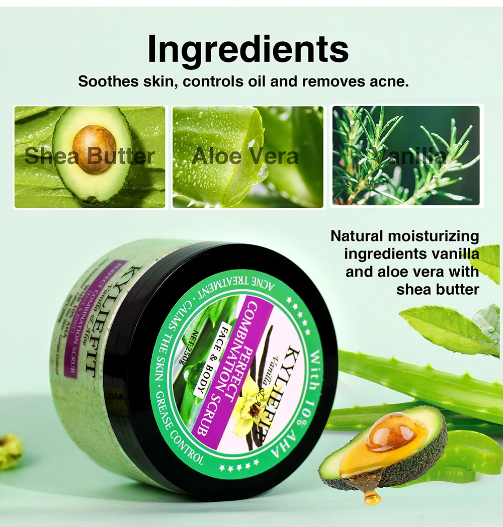 Exfoliante Corporal y Facial de Sal Natural KYLIEFIT, Aclarante, Hidratante, Elimina Manchas Oscuras, Acné, Manchas, Arrugas, 250g
