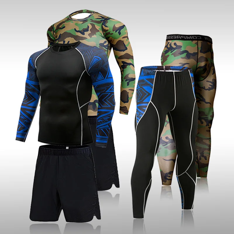 Trajes deportivos de compresión para hombre, mallas de gimnasio, ropa de entrenamiento, conjunto para correr, chándal Rashguard, ropa deportiva para hombre