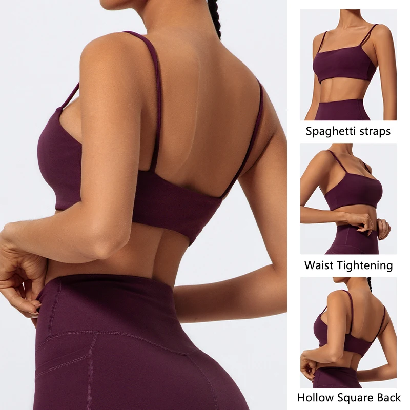 Hearuisavy Sujetador Deportivo de Verano de Alta Elasticidad, Ropa Interior Deportiva con Tirantes para Mujer, Ropa de Yoga Transpirable de Secado Rápido, Top de Gimnasio