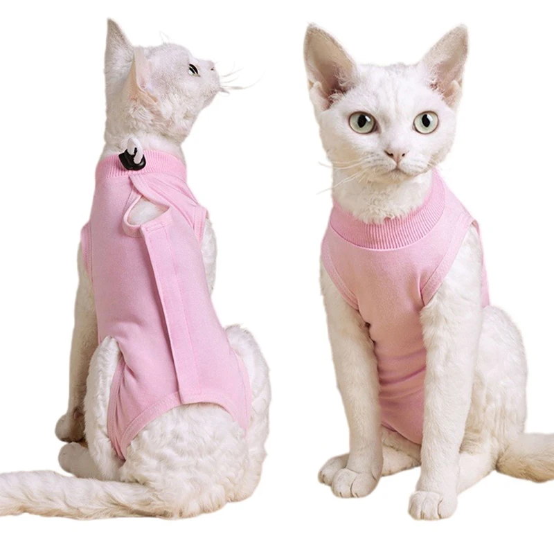 Traje de recuperación para gatos y cachorros, anti-lamido, suave, para después de cirugía y esterilización, tipo mono o chaleco.