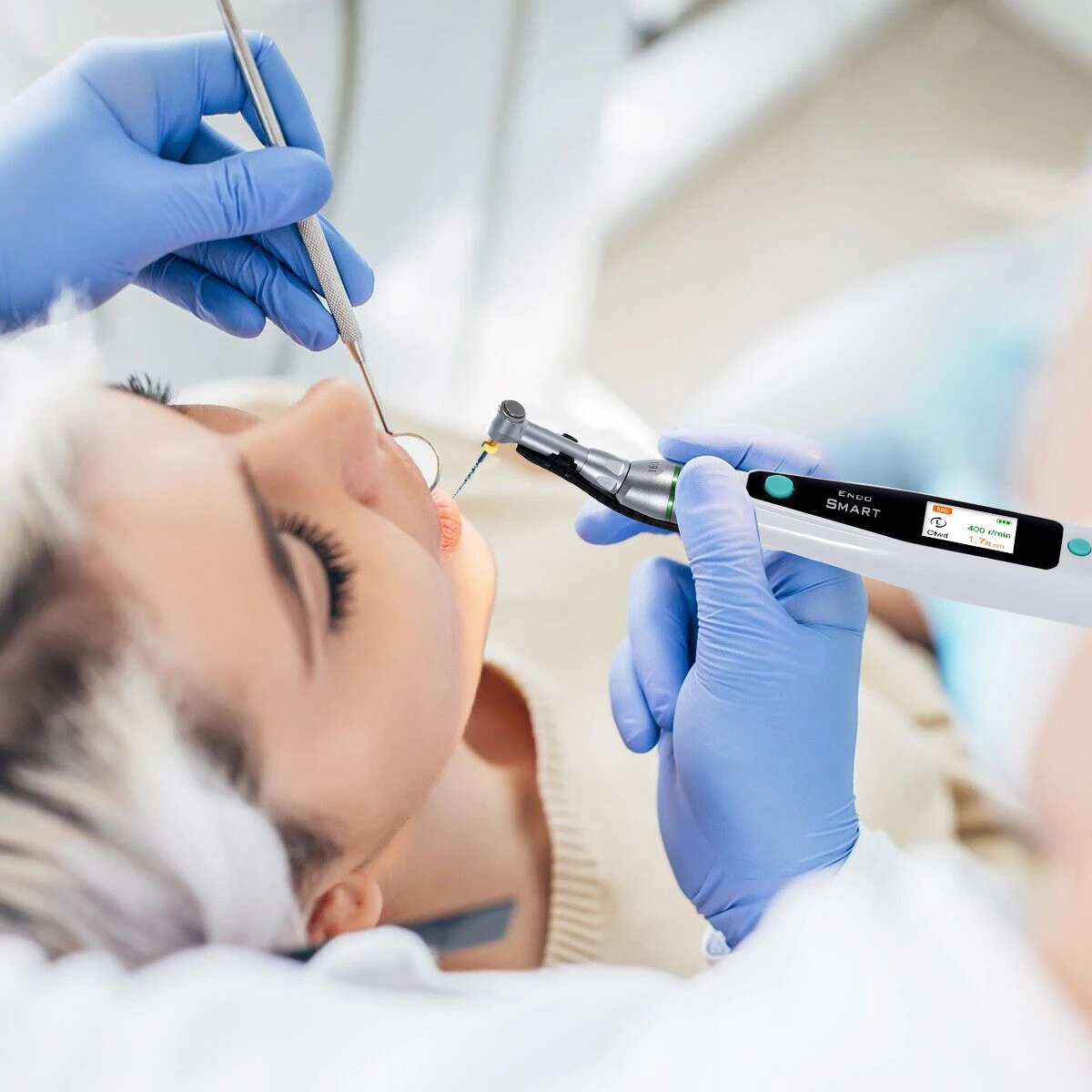 SANDENT Dental Endodoncia Inalámbrico LED Endo Motor 16:1 Contraángulo Pieza de Mano para Terapia de Canal radicular