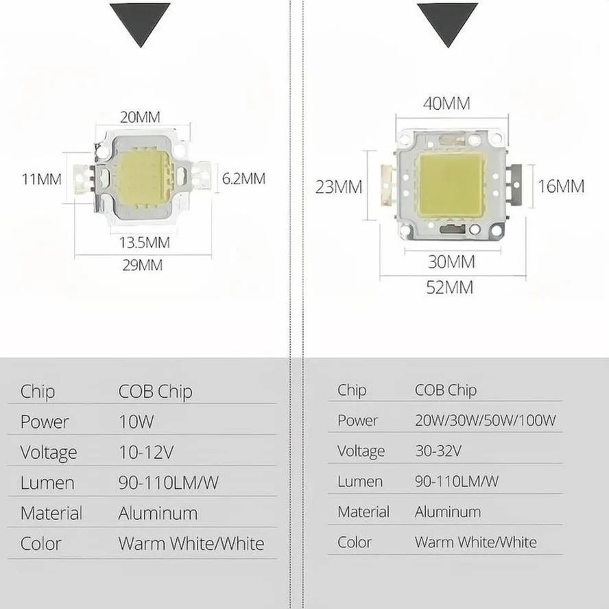 3/Uds Chip de cuentas LED de alto brillo 100W 50W 30W 20W 10W Chip LED COB blanco cálido para foco de luz de inundación DIY