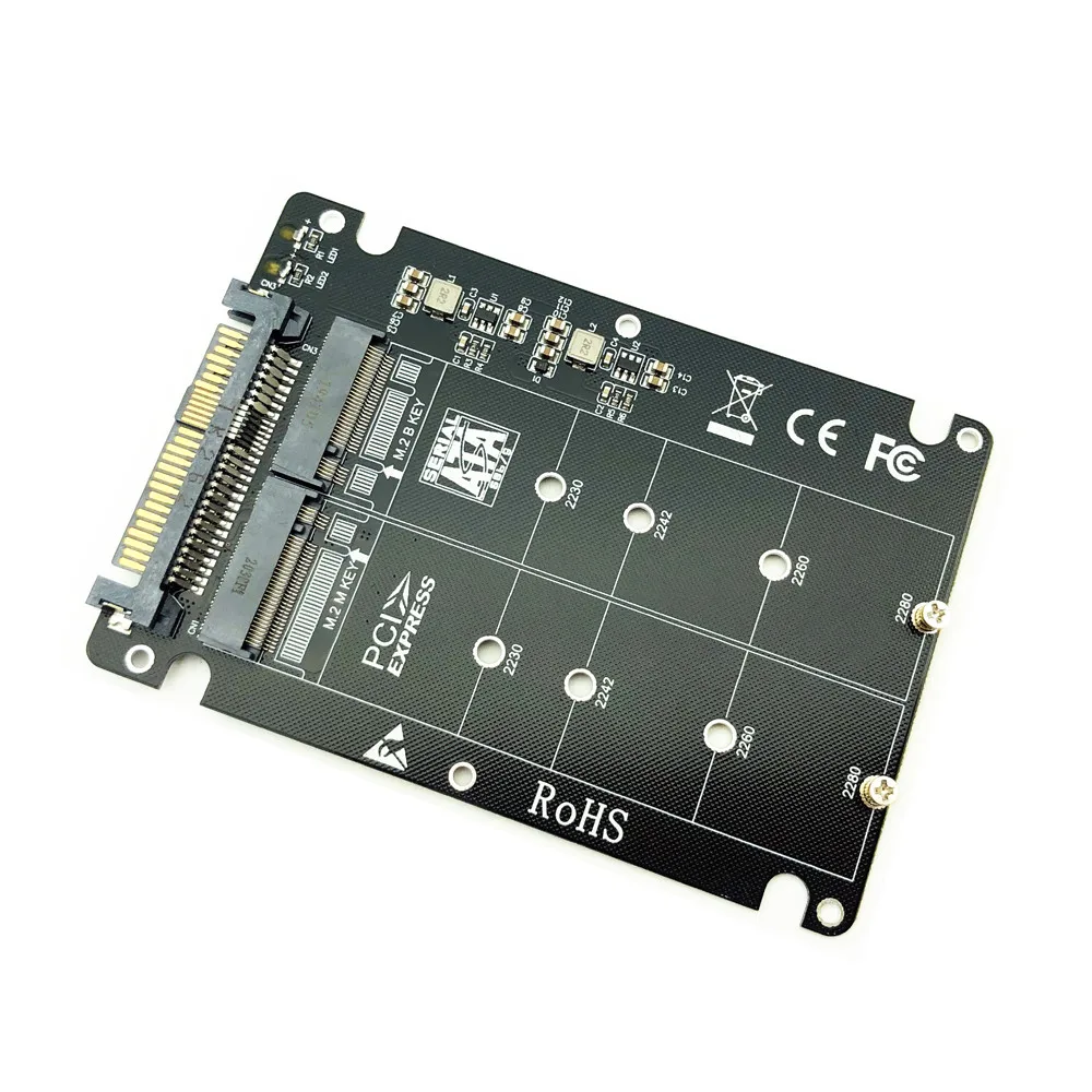 Adaptador M.2 SSD a U.2, convertidor 2 en 1 M.2 NVMe SATA-Bus NGFF SSD a PCI-e U.2 SFF-8639 PCIe M2 para ordenador de escritorio y PC